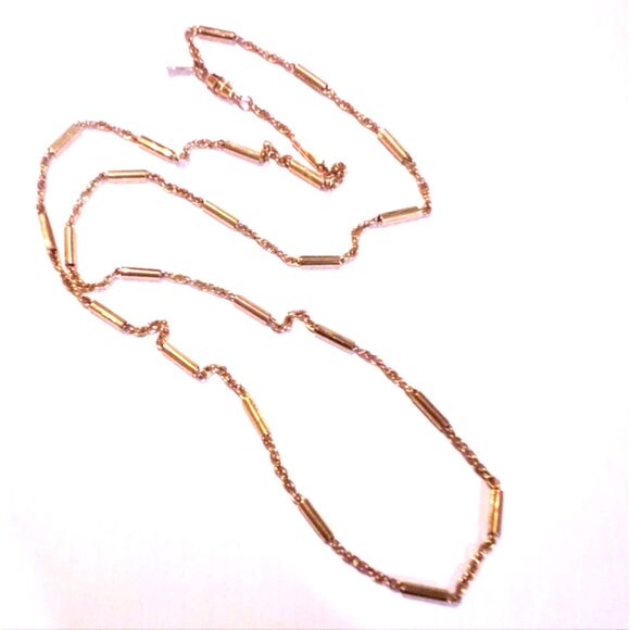 Vintage Raquel Signed Gold Tone Bar and Chain Link Necklace - Picture 4 of 5